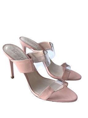 LN Rare Schutz Adinna Rose Blush Pink Clear Vinyl Strappy Sandals Heels - 6.5